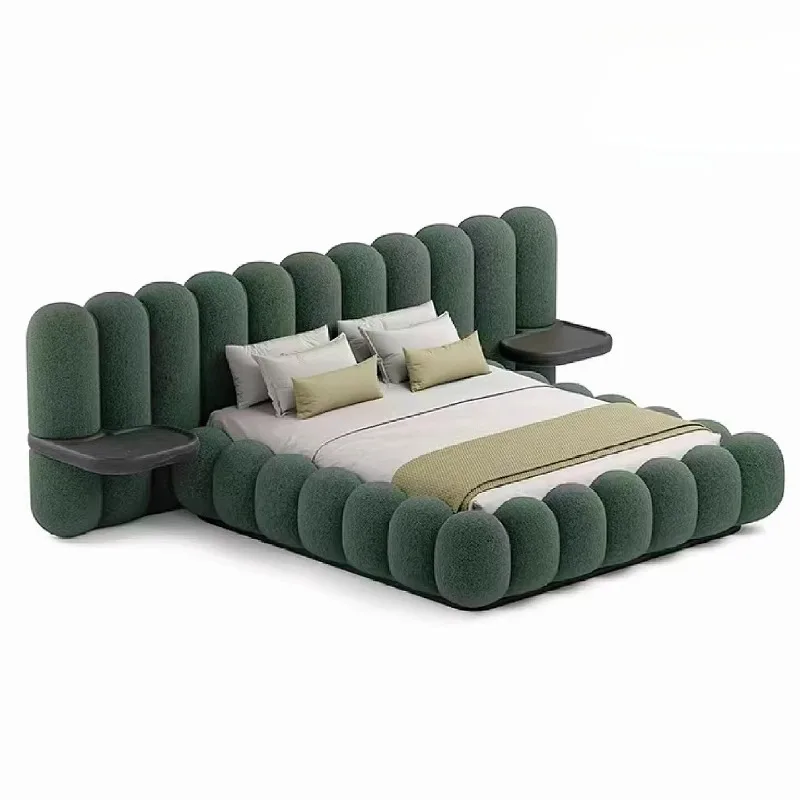Italian fabric double bed villa large flat high PC and console game bedroom double bed designer widescreen piano keys