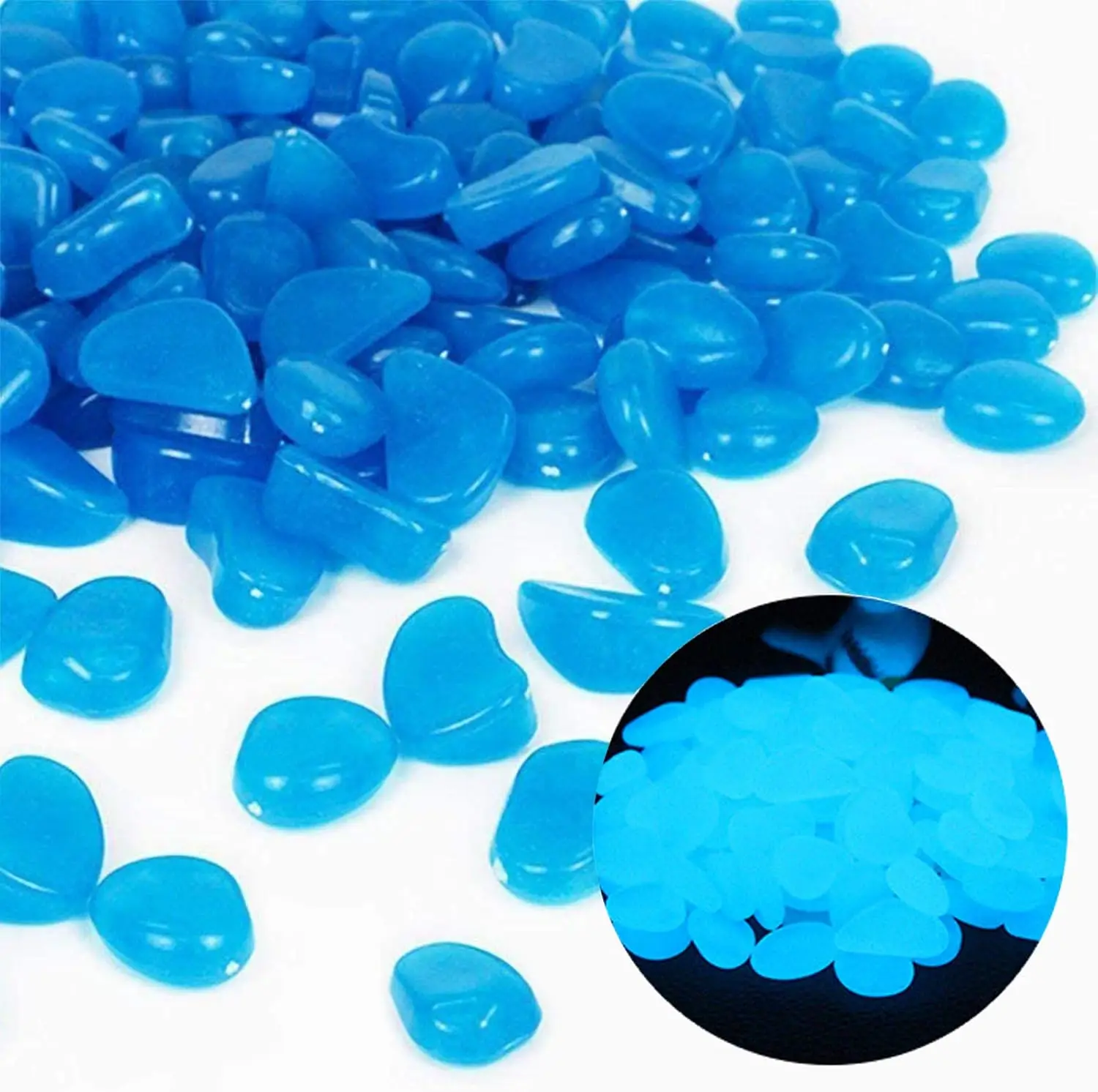 Fish Tank Rocks Glow Blue Pebbles for Garden Fish Tank Aquarium Plant Pots Bonsai Walkway Driveway
