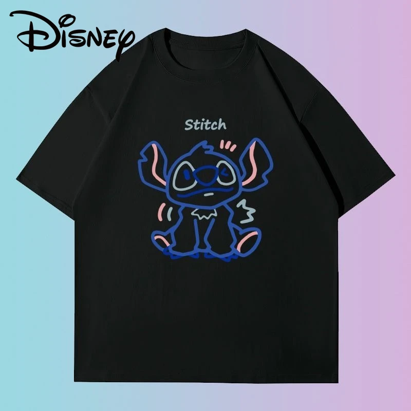 

Футболка с вышивкой из мультфильма «Американские граффити», летняя новинка Disney, мужская и женская свободная повседневная трендовая футболка больших размеров с короткими рукавами