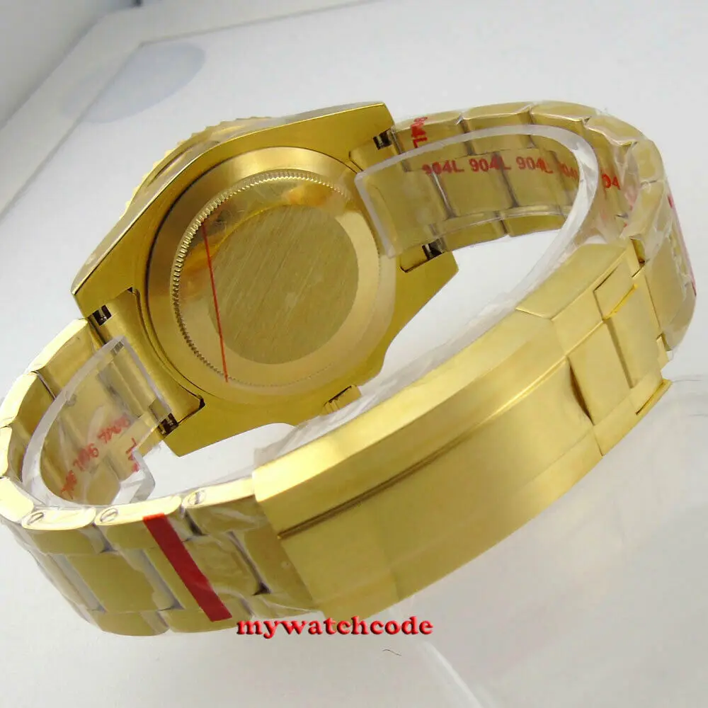 40mm Sapphire Glass Yellow Golden Plated Watch Case for NH35 NH36 2824 Miyota 8215 8205 movement