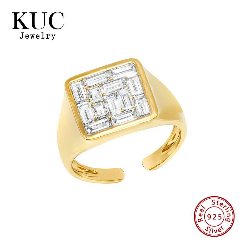 

Fine Jewelry Luxury Designer Custom Plata 925 Sterling Silver Anillos Zircon Opening Signet Rings for Girls