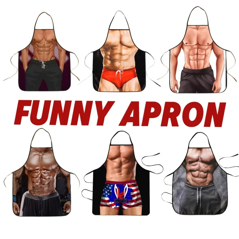 Apron kitchen man half Apron kitchen Bodybuilding muscles, figure, chef's apron, washable, waiter's outfit, non-woven fabric,