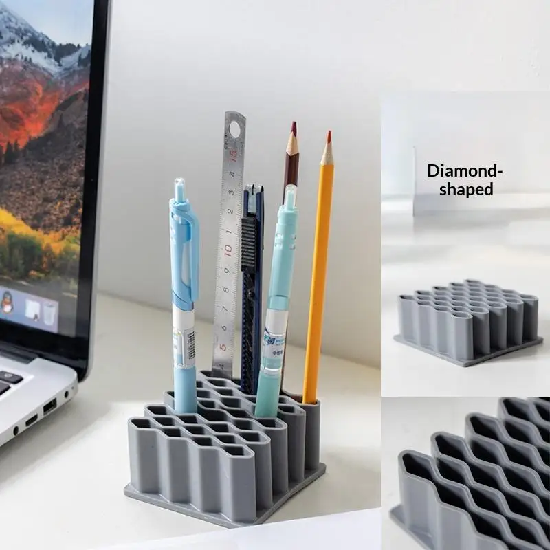 

1Pc Silicone Wave Design Display Stand Creative Pen Holder Durable Desktop Storage Basket Supplies Stationery Organizer