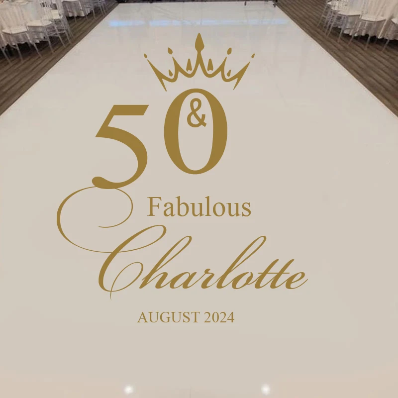 50 & Fabulous Birthday Vinyl Floor Decal Sticker Personlaised Party Decor - Event Decor - 50th Birthday Dance Floor Sticker E874