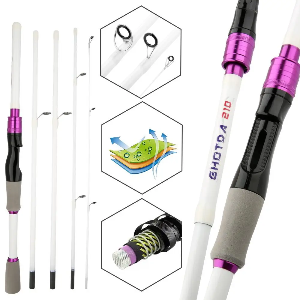 4/5 Abschnitte Köder-Angelrute und 7,2:1 Übersetzungsverhältnis Baitcasting-Rolle Combo Max Drag 8 kg für Süßwasser-Bass-Hecht-Angelgerät – Detail 1