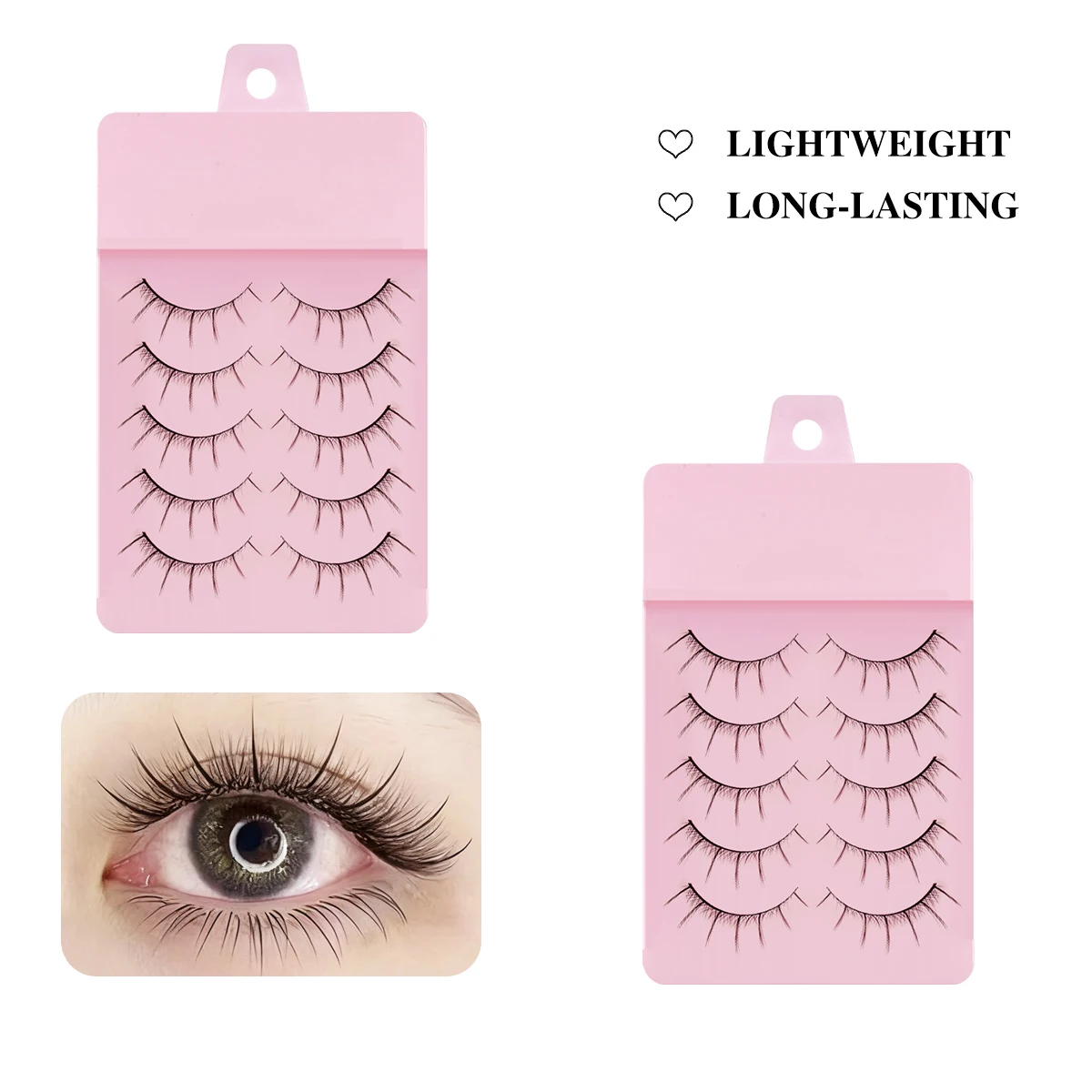 5 pares mangá anime cílios postiços macio natural longo tira fina cílios para olho grande boneca efeito de maquiagem