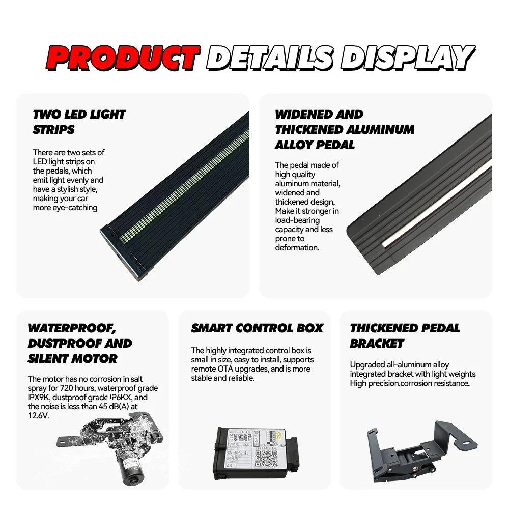 2024 2025 Ford Pickup Truck Automatic Power Running Boards Foot Steps Electric Side Step for Ford F150 Ranger 6