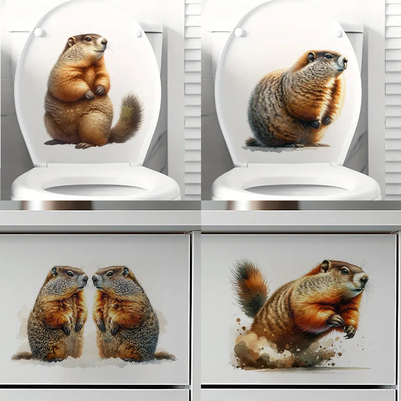 

Groundhog 1pc Toilet Stickers,Wall Decal Removable, Reusable Vinyl Car Sticker for Toilet Lid, Bathroom Decor