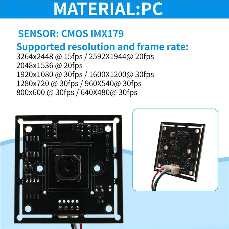 A23F-Autofocus Camera Module 8MP CMOS IMX179 Sensor HD 4K 3264 X 2448 Mjpeg Mini USB2.0 Webcam Board For Linux, Windows