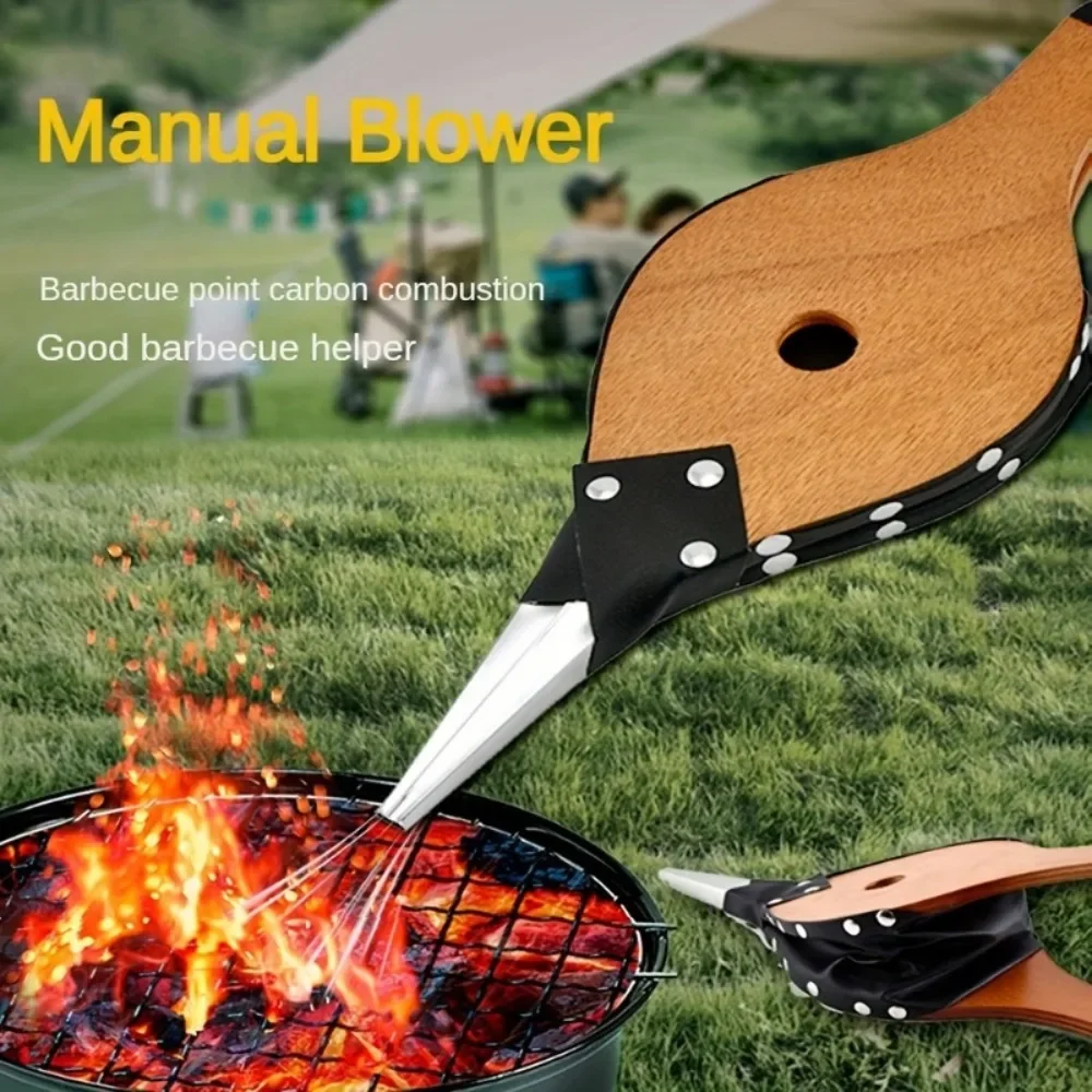 Picture 3: Premium Wooden Fireplace Blower Durable Efficient Heat Distribution Hand Fan for Fireplace Grilling Fire Stoves Barbecue Tools