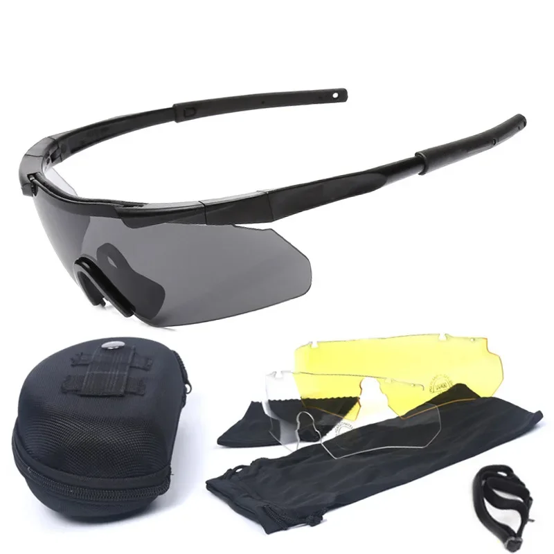 

Military Tactical Goggles CS Airsoft Windproof Shooting Glasses HD 3 Lens Motocross Motorcycle Mountaineering Safe Glasses