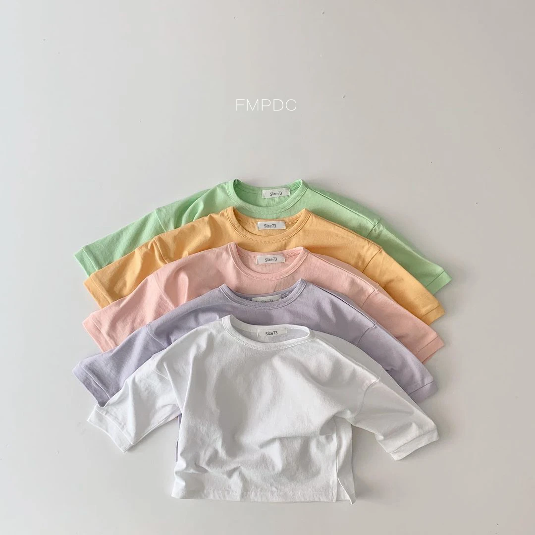 New Spring Autumn Baby T-Shirts Infant Baby Girls Boys Solid Color Base T Shirt Kids Cotton   Tops Round Neck  Toddler Clothes