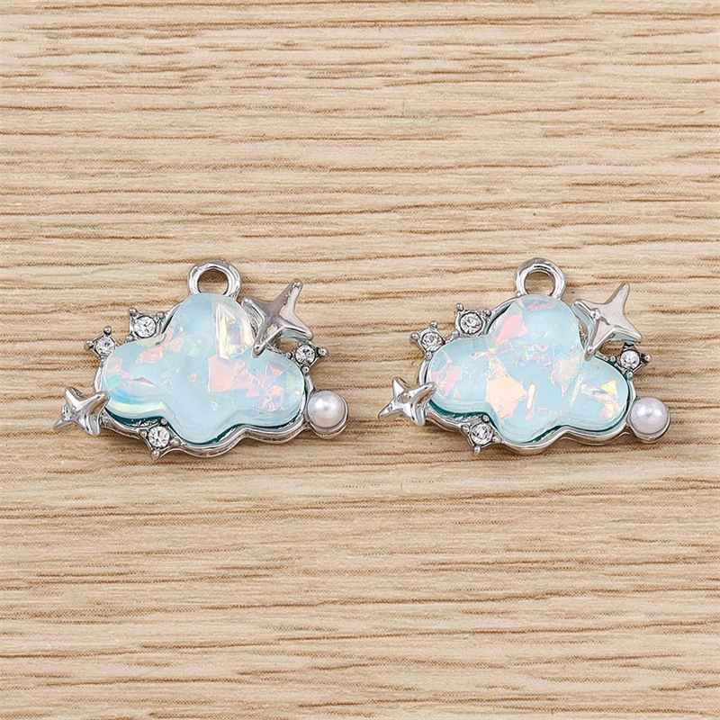 5 Stück 20 x 15 mm niedliche bunte Kristallwolken Charms Anhänger für Schmuckherstellung Tropfen Ohrringe Halsketten Armbänder Zubehör Geschenke – Detail 7
