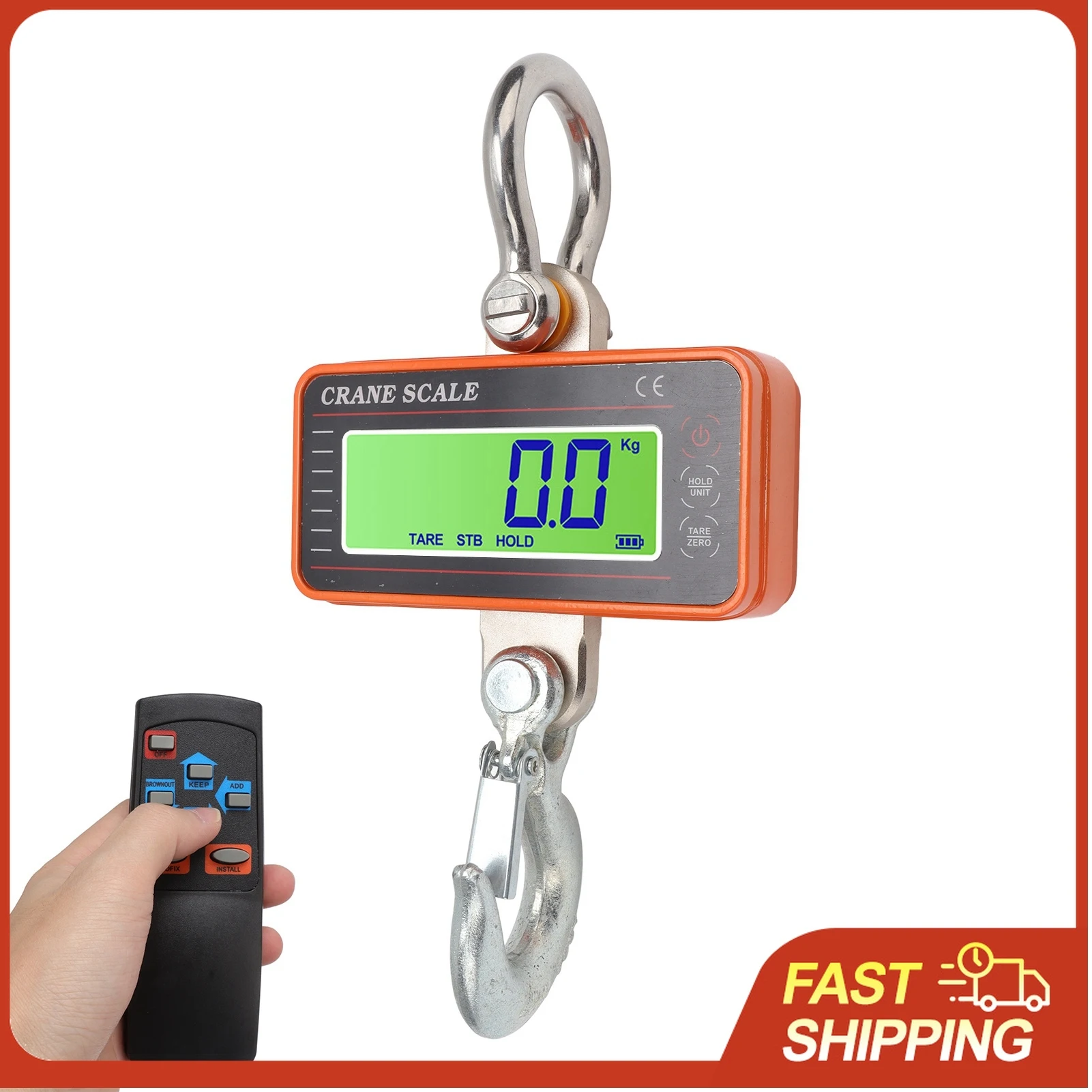 Digital Crane Scale 1500kg 3000lb Thick Carabiner Electronic Weighing Crane Scale Strong Weighing Capacity for Industrial Use