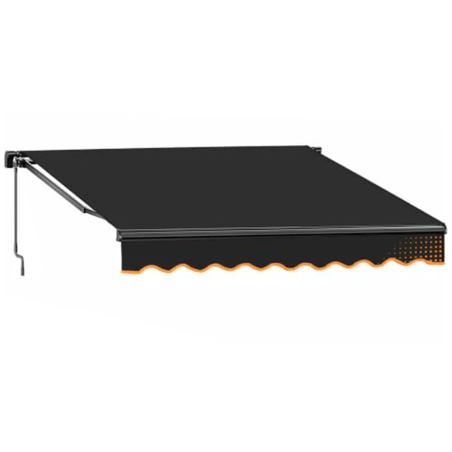 Manual Retractable Awning, 12 x 10 Feet Outdoor Patio Sun Shade