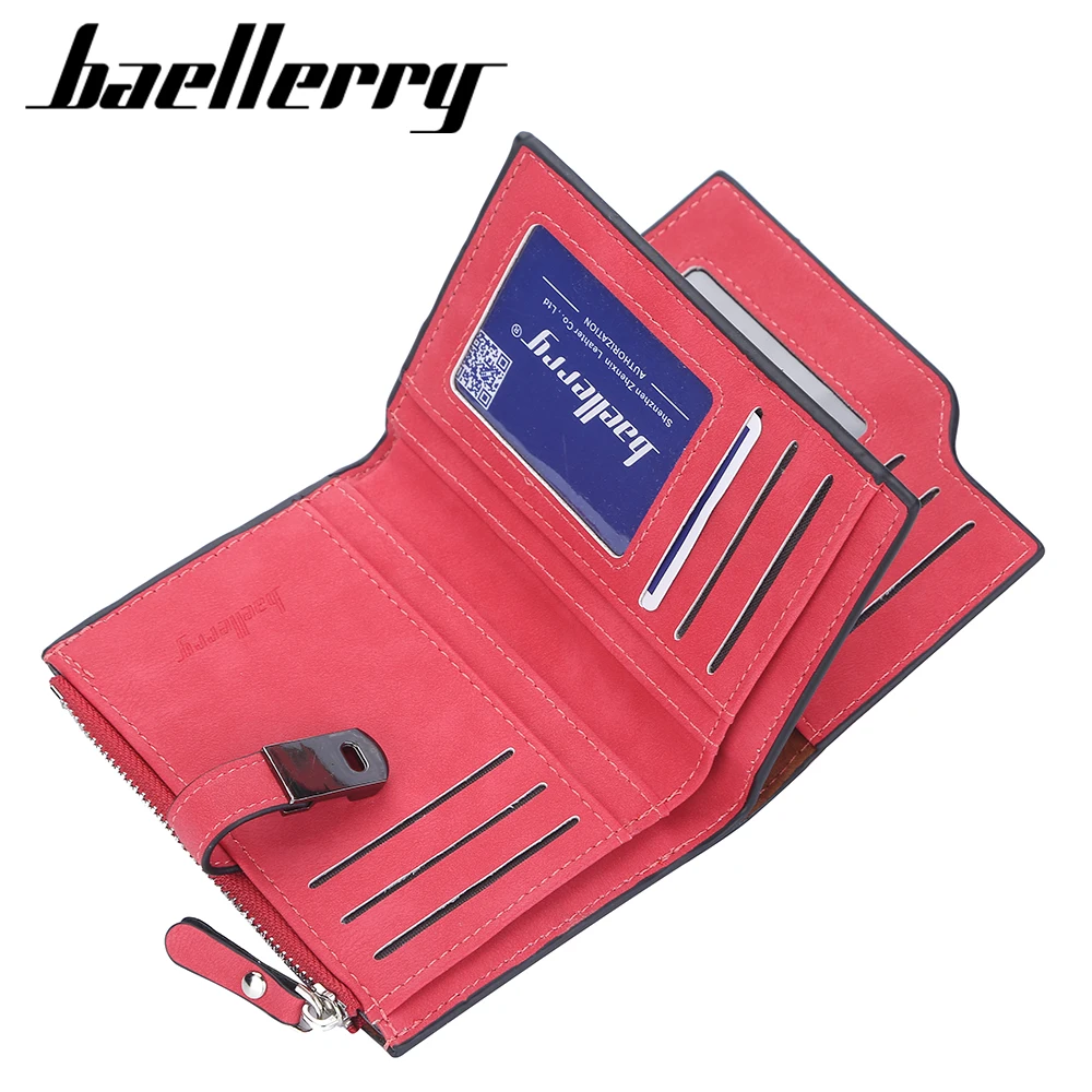 Baellerry Magnetic Buckle Women Wallets New Short Card Holder Simple Female Purse Zipper Coin Pocket Brand Wallet For Girls