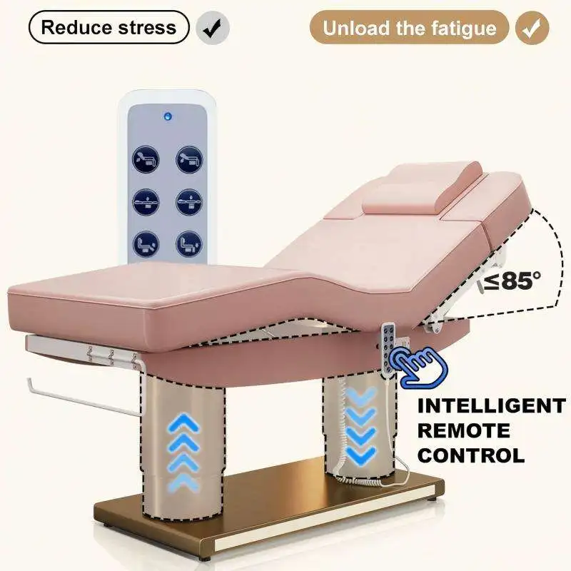 Electric PU Leather Spa Facial Bed With Memory Foam Cushion And Adjustable Massage Table For Salon Clinic Use