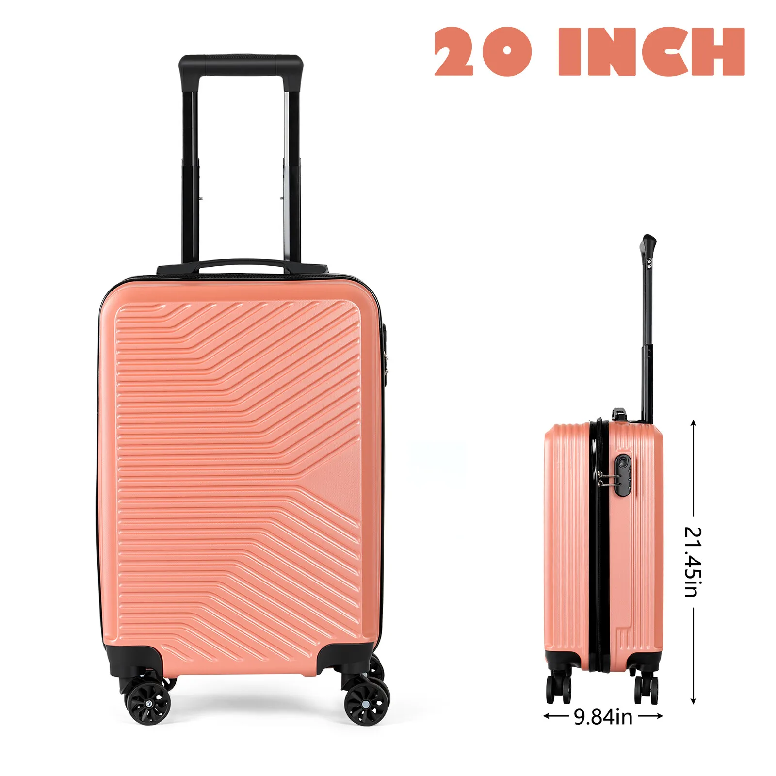 

20in Hardside Lightweight Carry-on Luggage Travel Suitcase with Spinner TSA Lock
