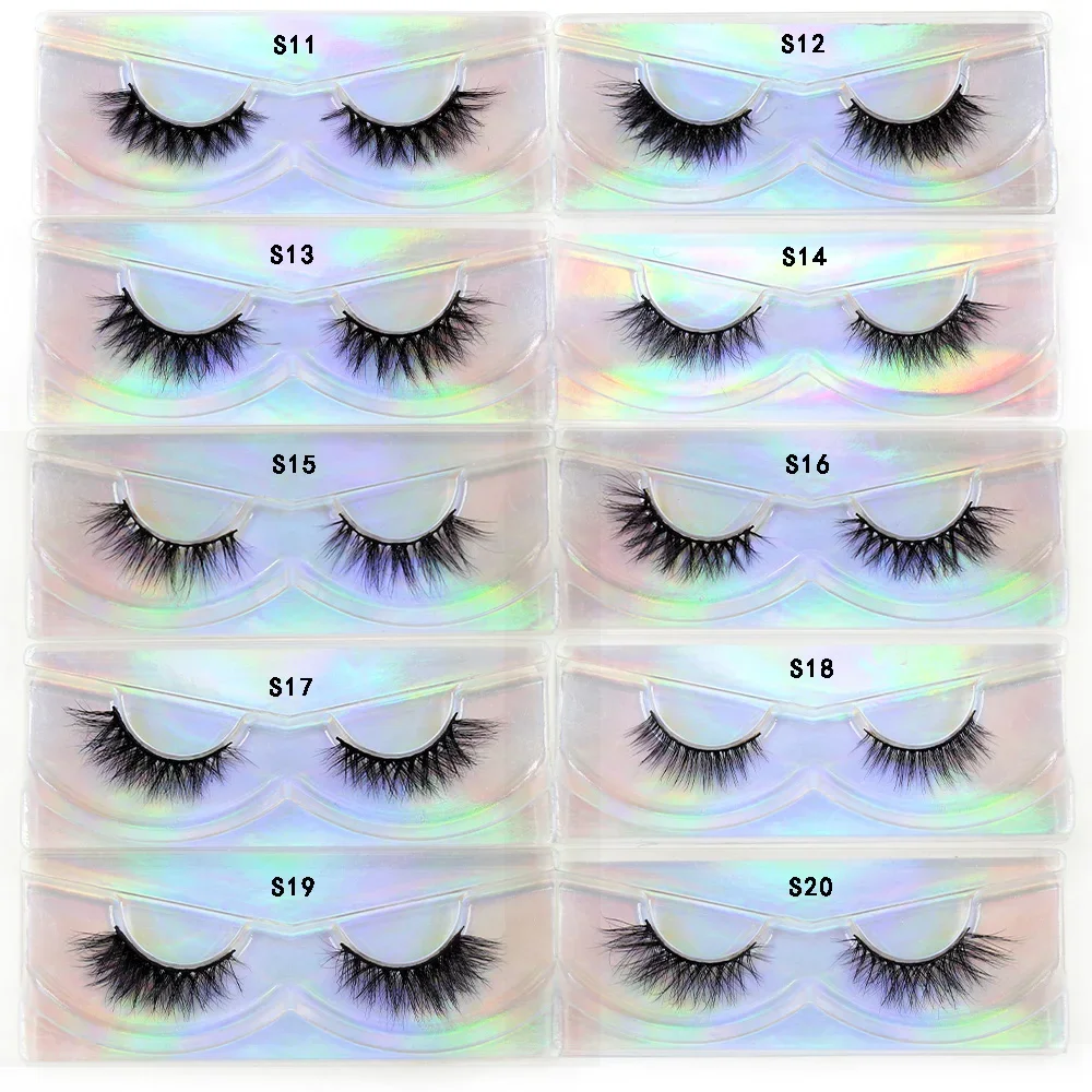 Wholesale Half Eyelashes 10 pairs 3D Mink Eyelashes Length 10mm-15mm Natural Shor Fluffy Lashes Invisible band Lashes Makeup