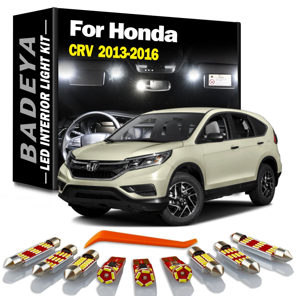 

BADEYA 14Pcs LED Interior Reading Dome Trunk Light Map Bulb Kit For Honda CRV CR-V IV MK4 4 2013 2014 2015 2016 Sun Visor Lamp