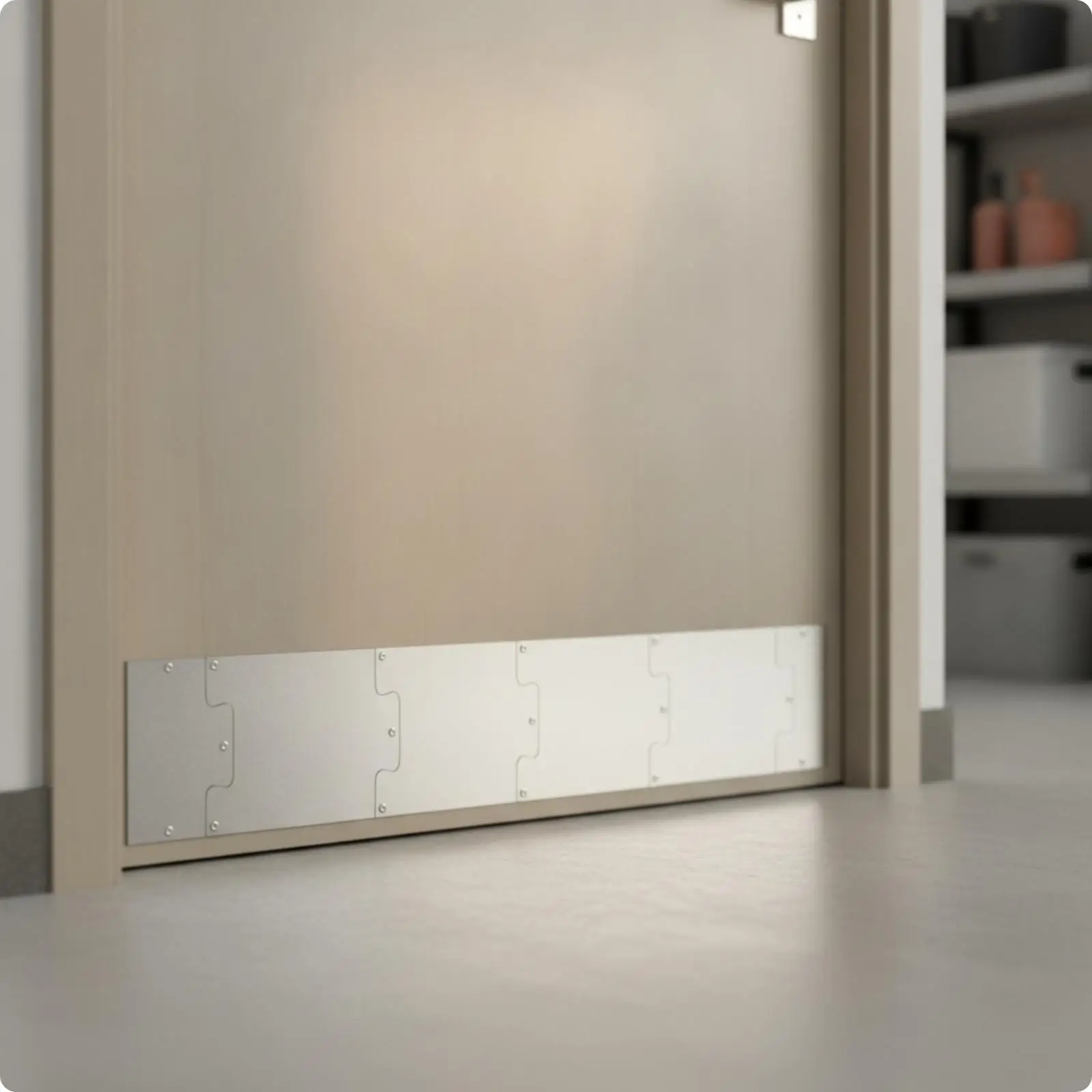 Sectional Door Kick Plate with Interlocking Panels Rust-Resistant Stainless Steel Door Kick Plate Matte Finish Pre-Drilled