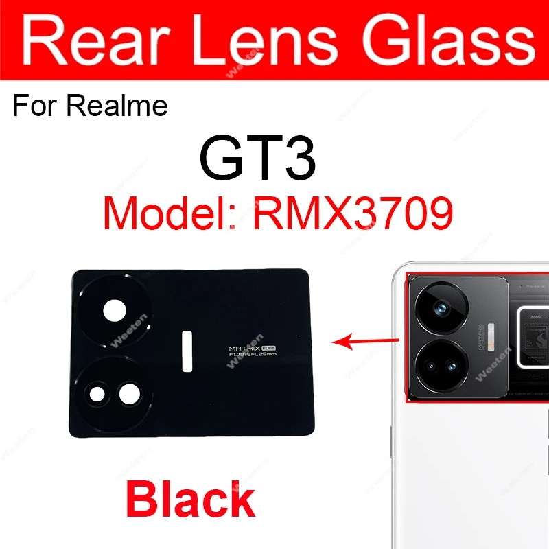 Rear Glass Lens For Realme GT2 GT2 Pro GT Neo 3 GT3 Back Glass Lens Adhesive Sticker Replacement Repair Parts