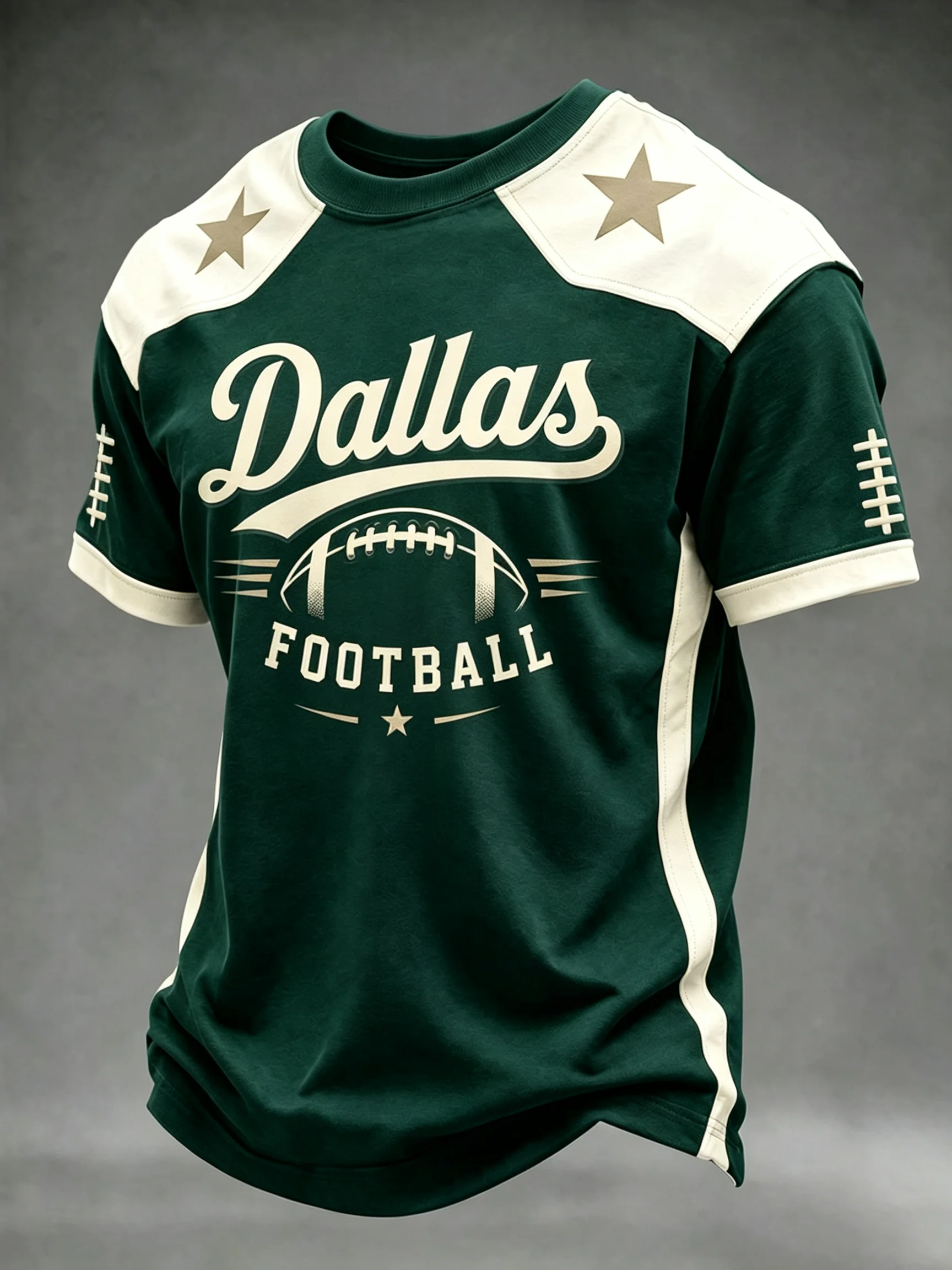 Men Dallas Football Jersey Spliced Star Print Short Sleeve T‑Shirt Casual Sports American Football Fan Tee Tops ﻿