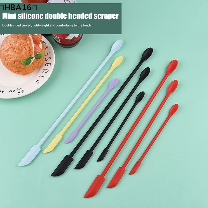 〔HBA16〕Zestaw 3 sztuk mini szpatułek silikonowych do butelek kosmetycznych, dwustronne szpatułki do pieczenia, dwufunkcyjne szpatułki do dżemu, głębokie szpatułki do butelek, zestaw łyżek