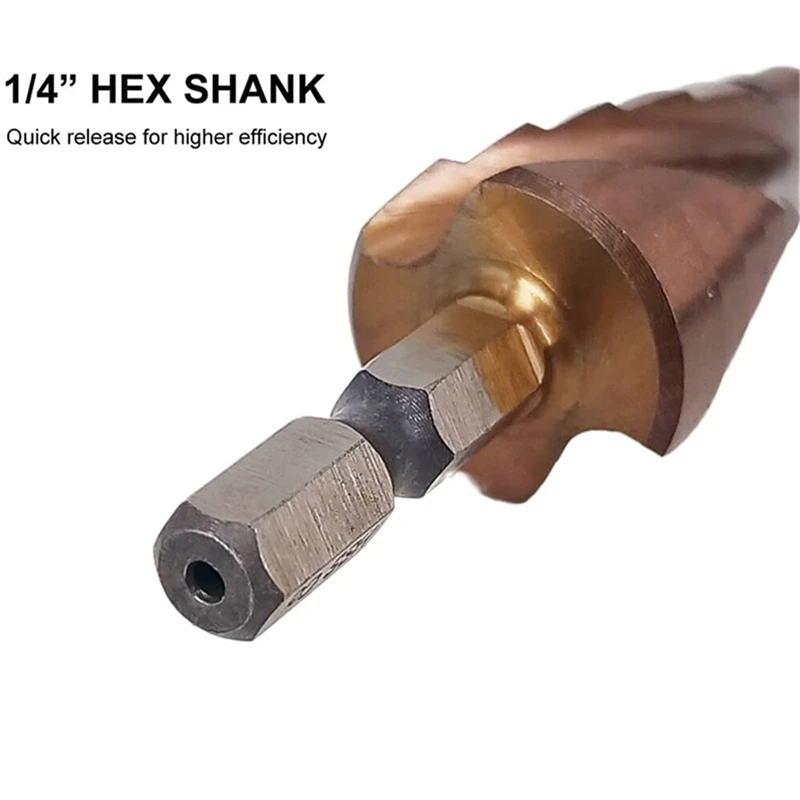 M35 5% Cobalt HSS Step Drill Bit for Metal HSS CO 4-20mm Hex Shank Stepped Drill Bits Cone Drilling Tool Hole Saw Milling Cutter