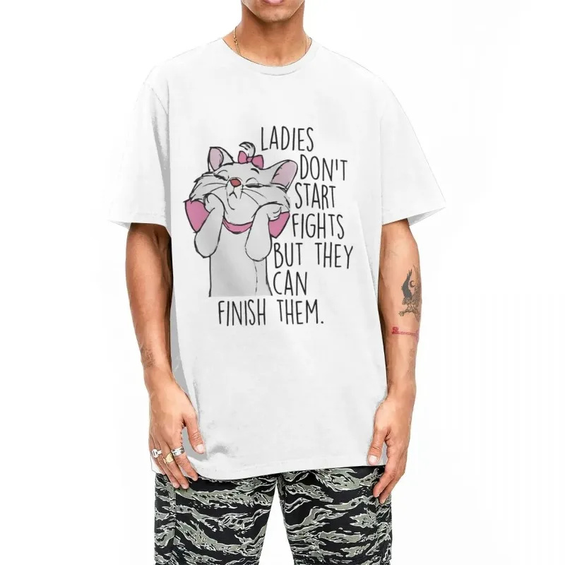 

Printed Male T-Shirts Aristocats Marie Cat Cute Kitten Novelty Trendy Summer Round Collar Short Sleeves Daily Tops Versatile