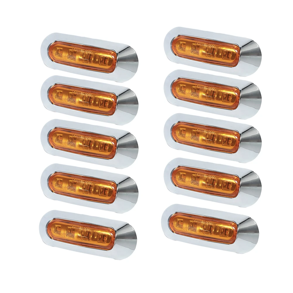 SUHU 10Pcs Amber 4 SMD 12/24V LED Side Marker Tail Light Clearance Lamp Truck Trailer Side Marker Indicators Car Signal Lights