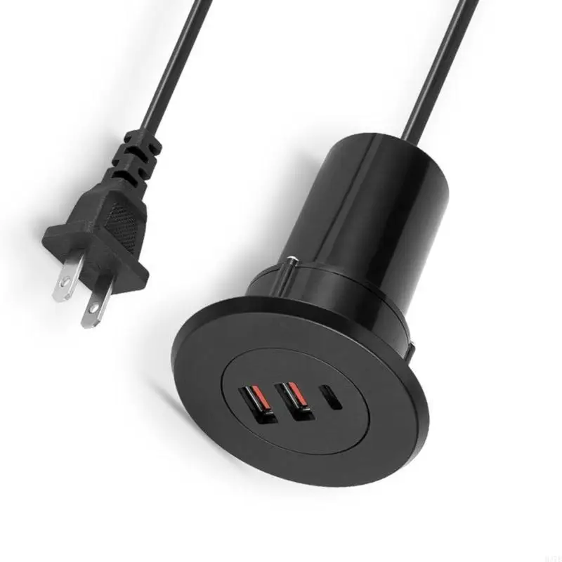 H37B 워크 스테이션에서 빠른 충전을위한 USB 및 유형 C 포트를 갖춘 통합 충전 홀더 스탠드 데스크 홀 충전기