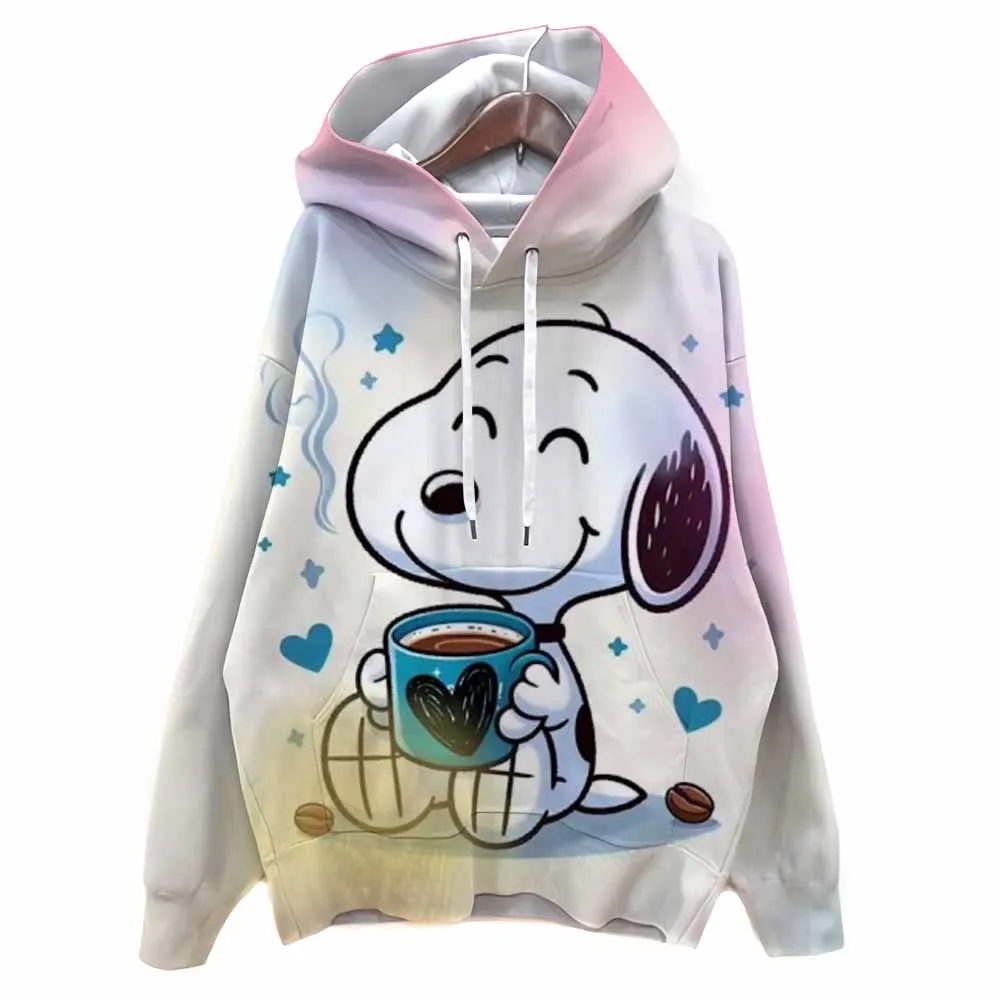 Snoopy print Womens Sweatshirt Crewneck Casual Pullover Autumn Streetwear All-Match Loose Clothing ﻿