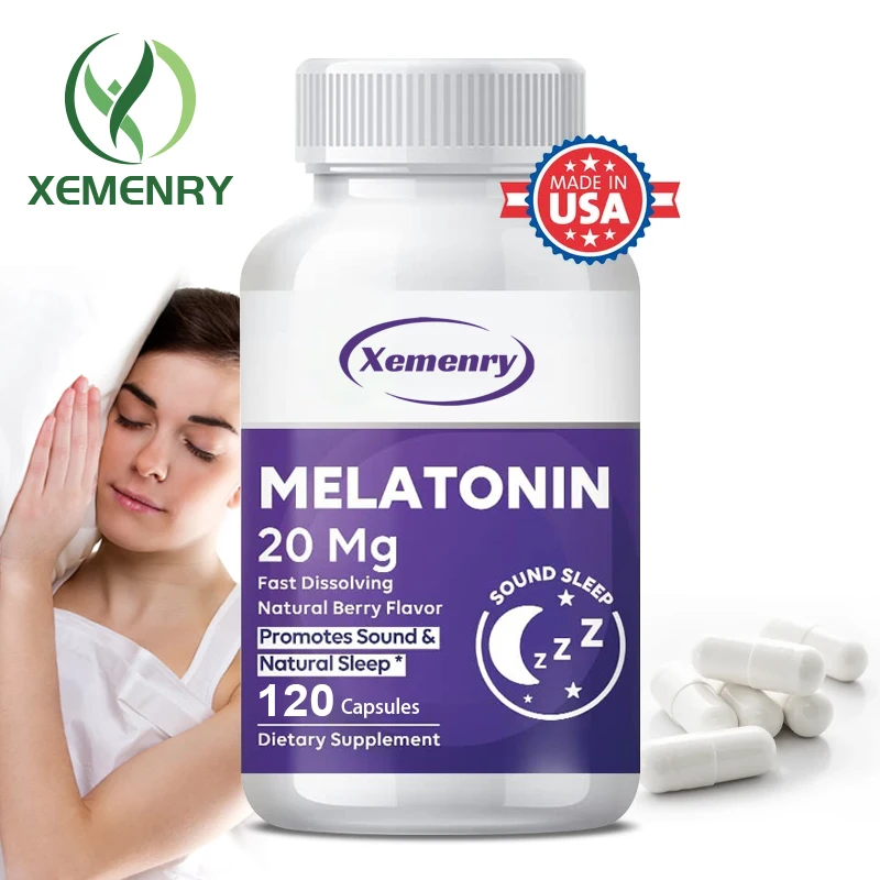 Melatonin Capsules 20mg - Improve Insomnia, Support Rapid Falling Asleep, Improve Sleep Quality and Deep Sleep