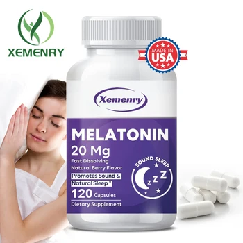 Capsules de mélatonine 20 mg - Améliore l'insomnie, soutient une chute rapide du sommeil, améliore la qualité du sommeil et un sommeil profond.