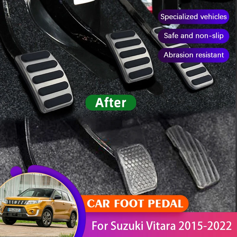 Car Non Slip Pedals Covers For Suzuki Vitara 2022 Acessories Escudo LY 2015~2022 AT MT Brake Clutch Foot Pedals Pads Acessories