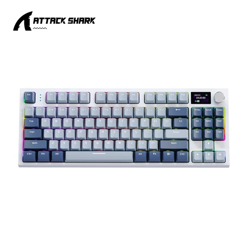 Teclado mecánico con perilla de Metal Attack Shark K86, pantalla TFT, intercambio en caliente, RGB, Bluetooth/inalámbrico, teclado Macro para juegos