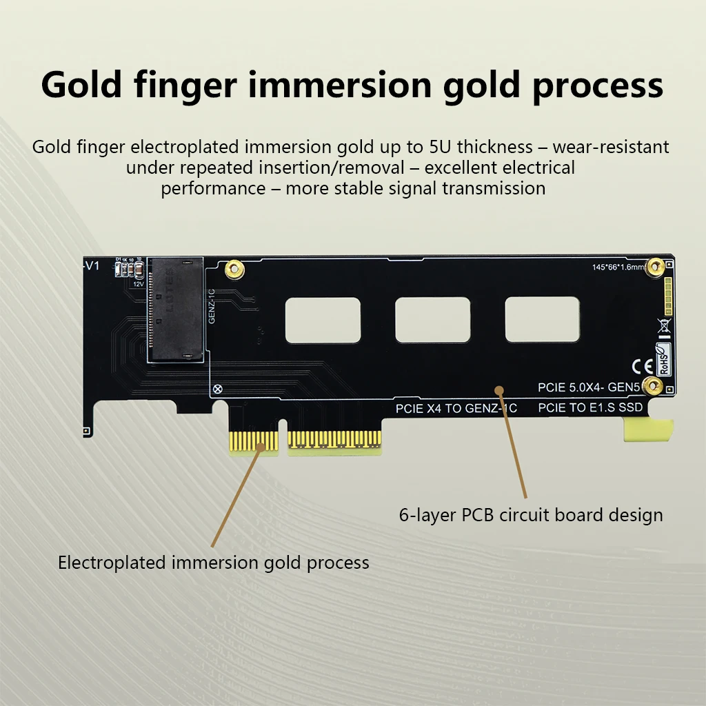 

Адаптерная карта PCIE X4 на GENZ-1C: Конвертер твердотельных накопителей PCIe 5.0 x4 на E1.S SSD с полноразмерными и укороченными заглушками