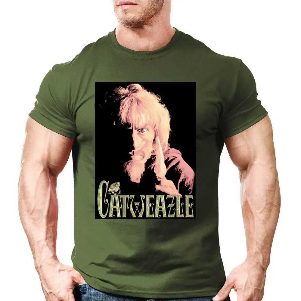 New Black Catweazle T-Shirt Cult Classic Tv Show Tee Fantasy Magic Seventies