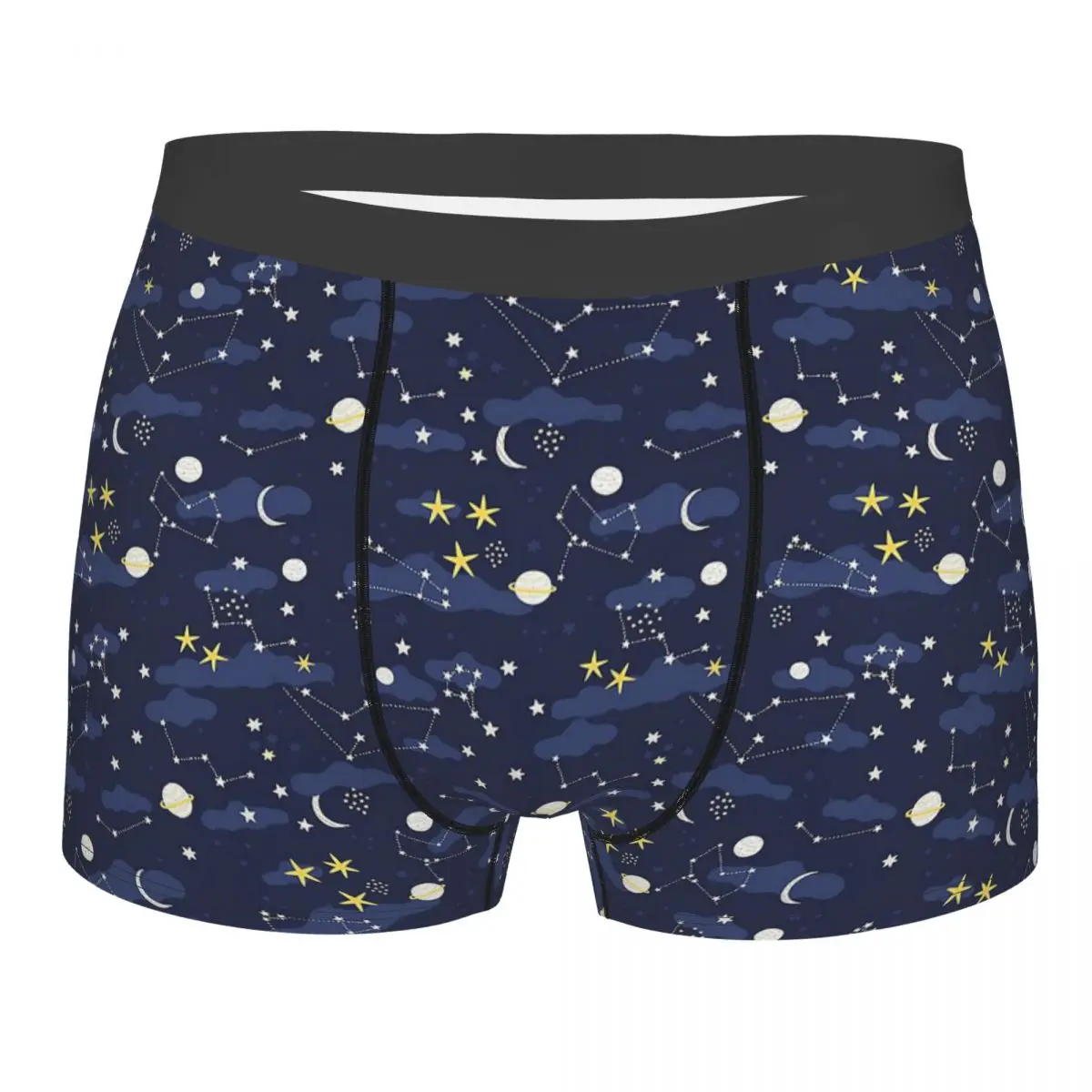 Boxer Underpants Shorts Galaxy Cosmos Moon Stars Astronomy Cartoon Universe Panties Men Breathable Underwear for Homme Man Gifts