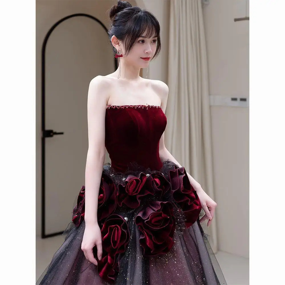 Customized Women Evening Dresses 3D Flowers Prom Party Gowns Red Formal Occasion Vestido De Fiesta Abenkleider robes de soirée