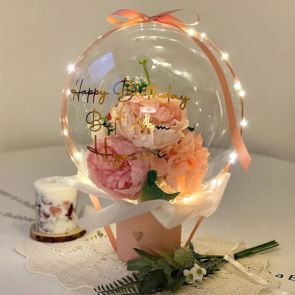 5/10/15pcs Large Wide Neck Transparent Bubble Bobo Balloons Flower Bouquet Snack Gift Wrap for Wedding Birthday Party Decoration