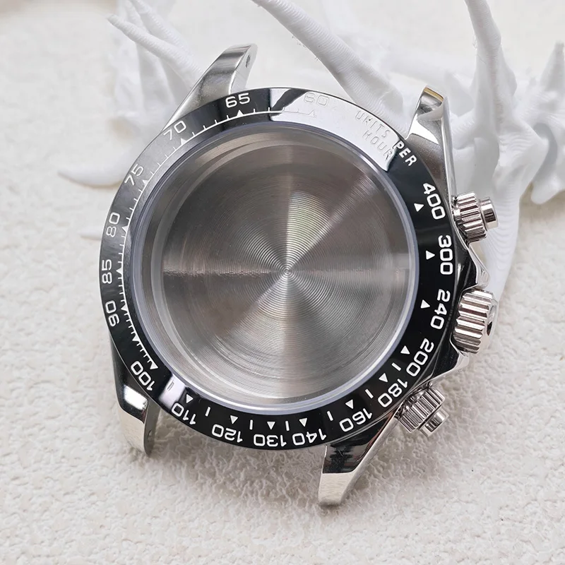 

VK63 Watch Case Dia 39mm Silver/Black/Rose Gold Stainless Steel Sapphire Glass Crystal Fit VK36 Movement Watch Accessories Parts