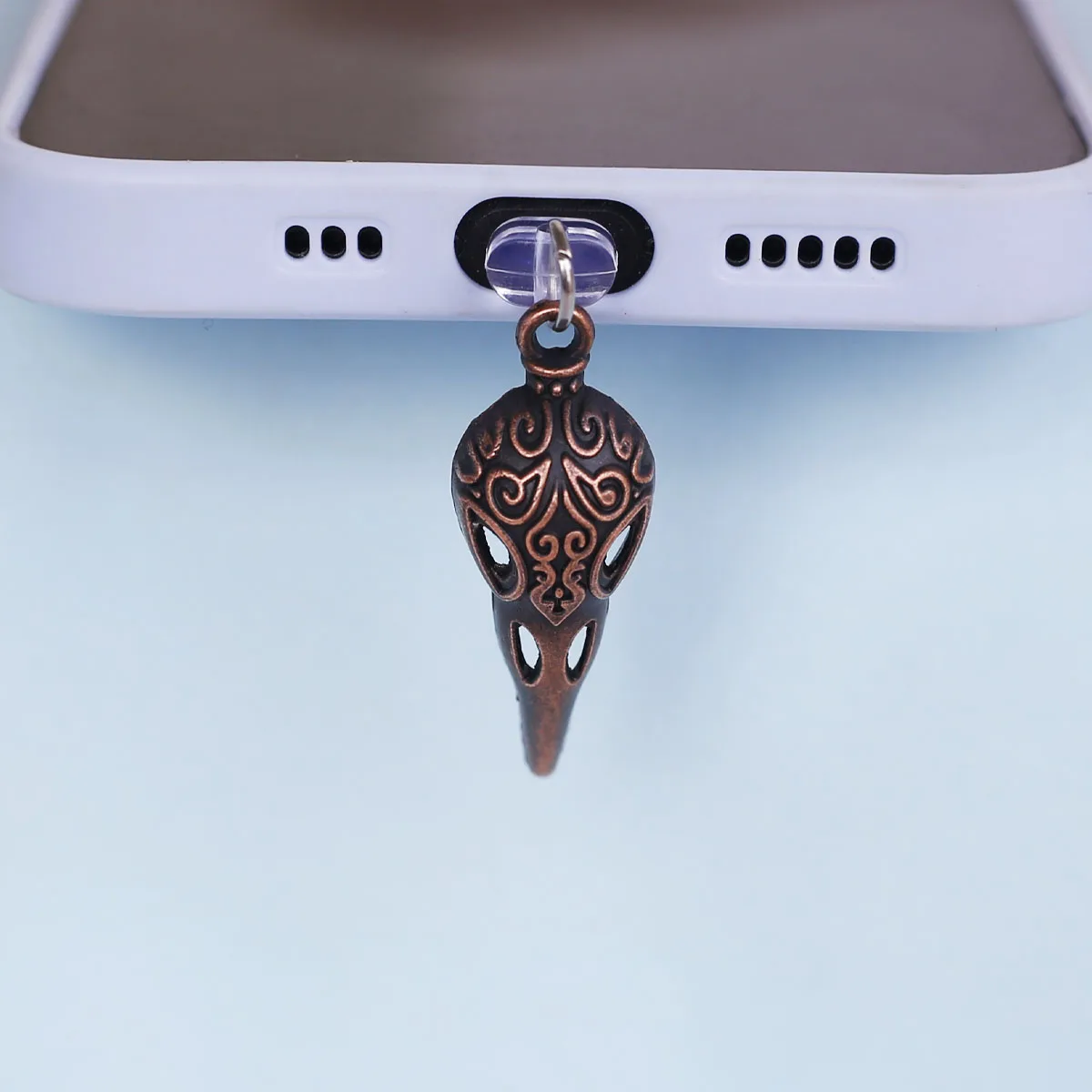 Handy Staub Stecker Anhänger Zubehör Skeleton Vogel Kopf Dekoration Für Iphone Typ-c Port Staub Stecker Anti verlust Seil geschenk – Detail 7