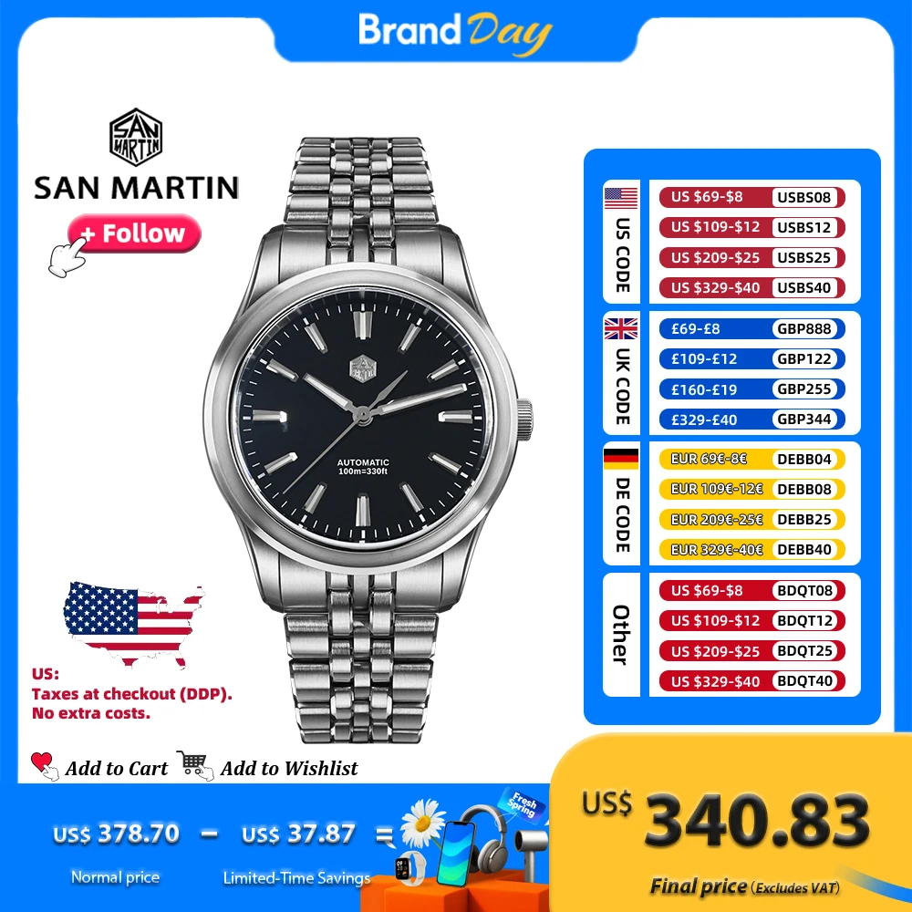 

Мужские часы San Martin SN0144 39 мм с эмалевым циферблатом, автоматический механизм Miyota 90S5, оригинальный китайский дизайн Gada, водонепроницаемость 100 м