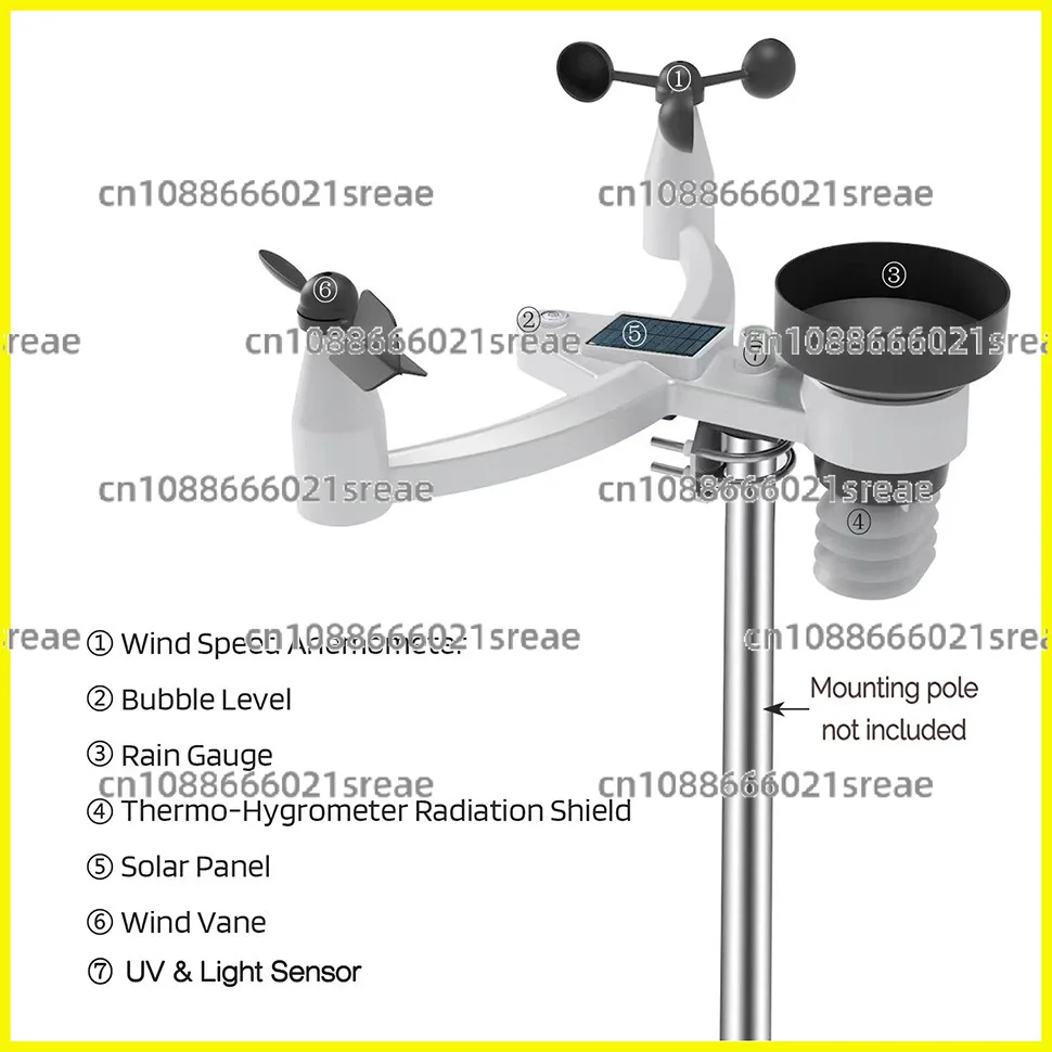 Weather Station Wind Speed Wind Direction UV Illumination Rainfall Temperature And Humidity Weather Forecast Electronic Clock