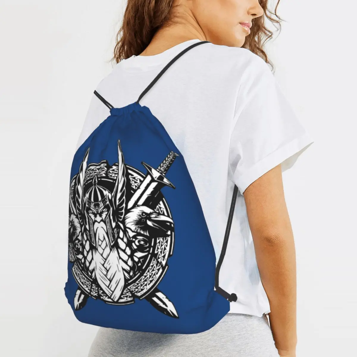 Odin Vikings Viking Legend Backpacks Casual Drawstring Bags Sundries Bag Book Bags for Man Woman School
