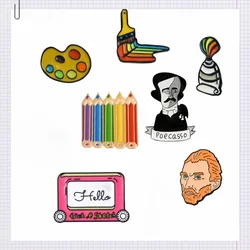 Artist Pins Collection Palette Pigment Paint Rainbow Pencil Van Gogh Brooches Enamel Pins Painters Jewelry Art Students Gifts