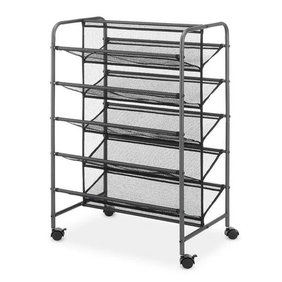

5-Tier Metal Rolling Shoe Rack 2-Sided Closet Shoe Cart Space-Saving Design 30-Pair Capacity Gunmetal Gray