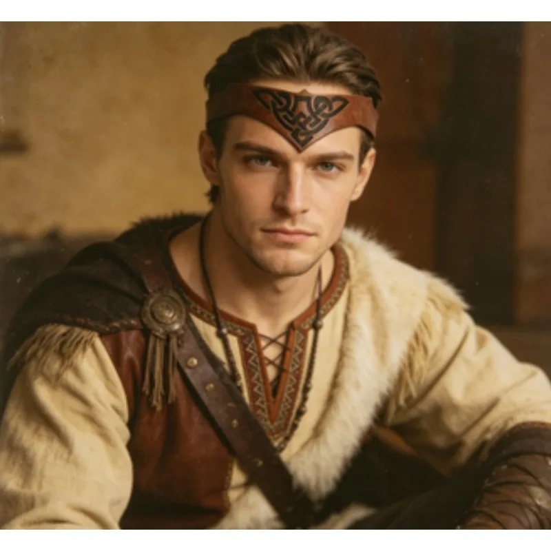 

Medieval Leather Head Crown Packable 50x5x0.5cm for LARP Event Comic Con and Historical Reenactment